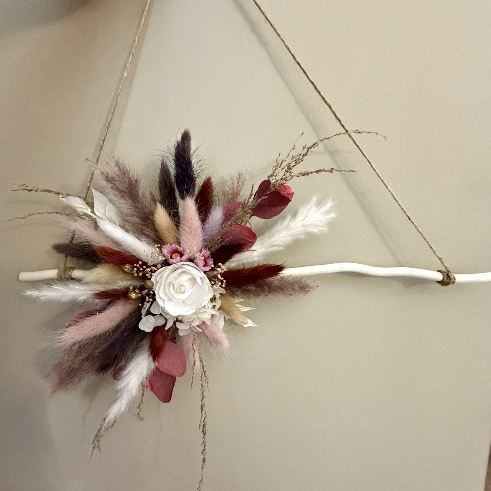 Natural Dried Flowers Wall Decor Handmade (paper white rose)