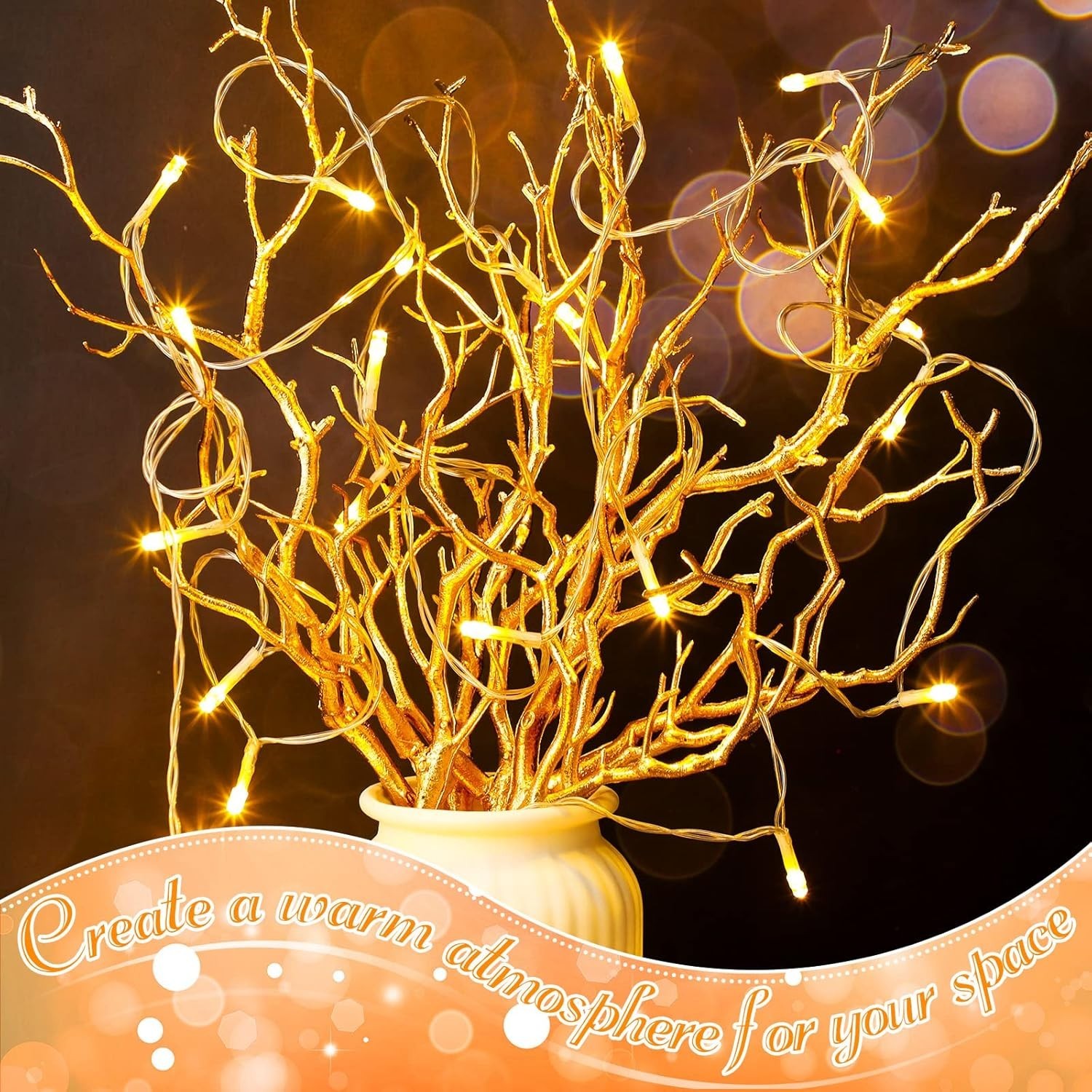 Elegant Gold Faux Tree Branches – Perfect for Wedding Centerpieces & Home Decor