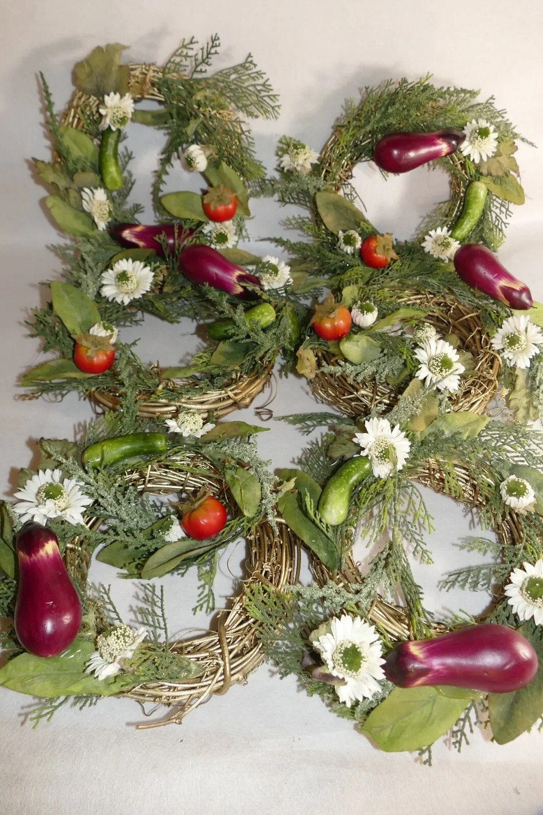 Set Of 6 Vegetable Summer Garden 8 Inch Wreaths Projects, Need Glue Gun Help