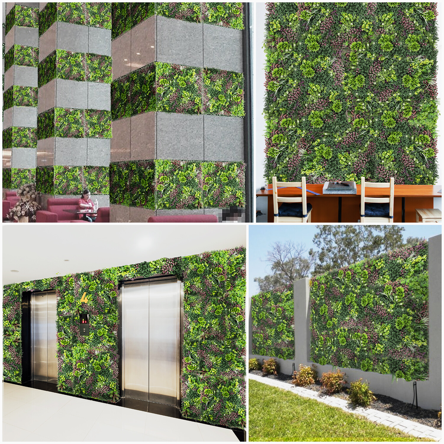 40″ Artificial Grass Mats 3D Mixed Plant Wall Ledge Decor For Home Festival #11