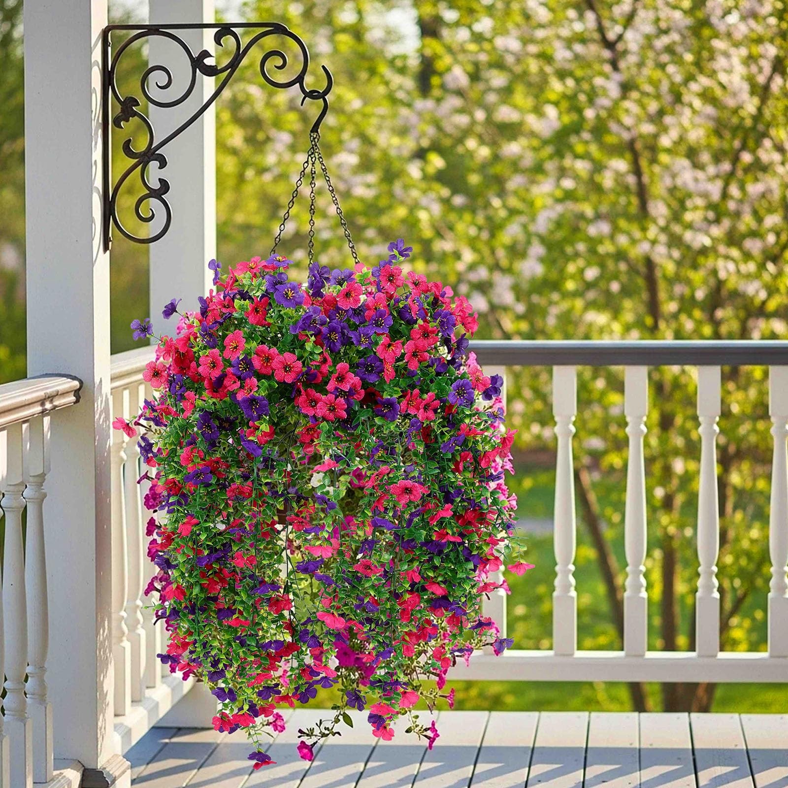 4 Pcs 30In Artificial Hanging Flowers for Outdoor Planter 156 Branches Traili…