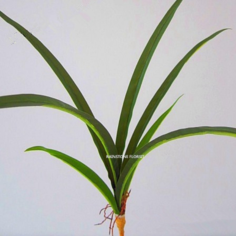 3 x 7 Leaf Latex Artificial Orchid Plant Tree Christmas Day No Pot Green