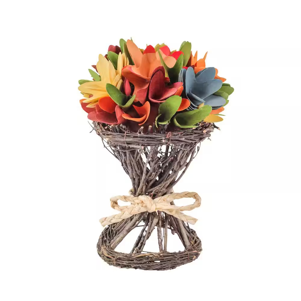 9 In. Artificial Floral Arrangements Spring Multi Color Assorted Flower Bunch-Co