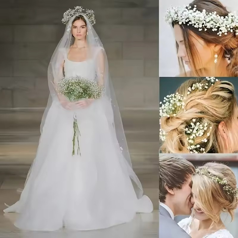 90 Pcs Artificial Baby Breath Flowers, Gypsophila Real Touch, White