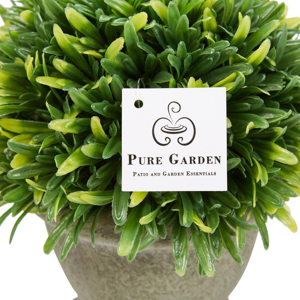 7.5 In. Artificial Podocarpus Grass Plant in Concrete Pot (Set of 3)