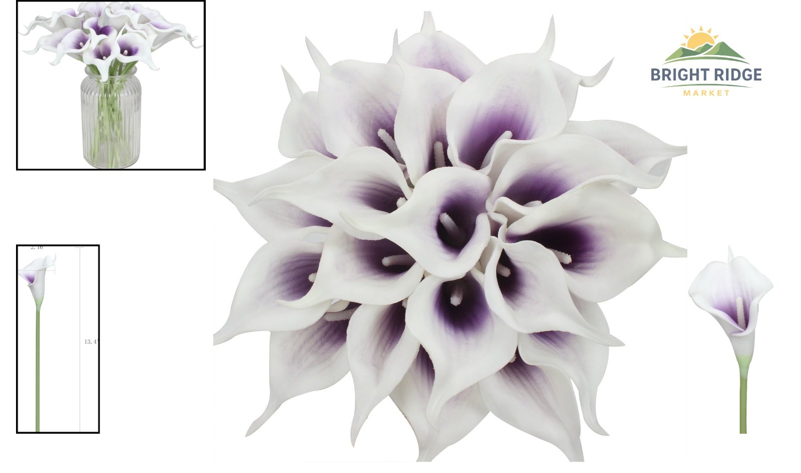 20pcs Calla Lily Artificial Flowers for Wedding and Party Decor in Purple White