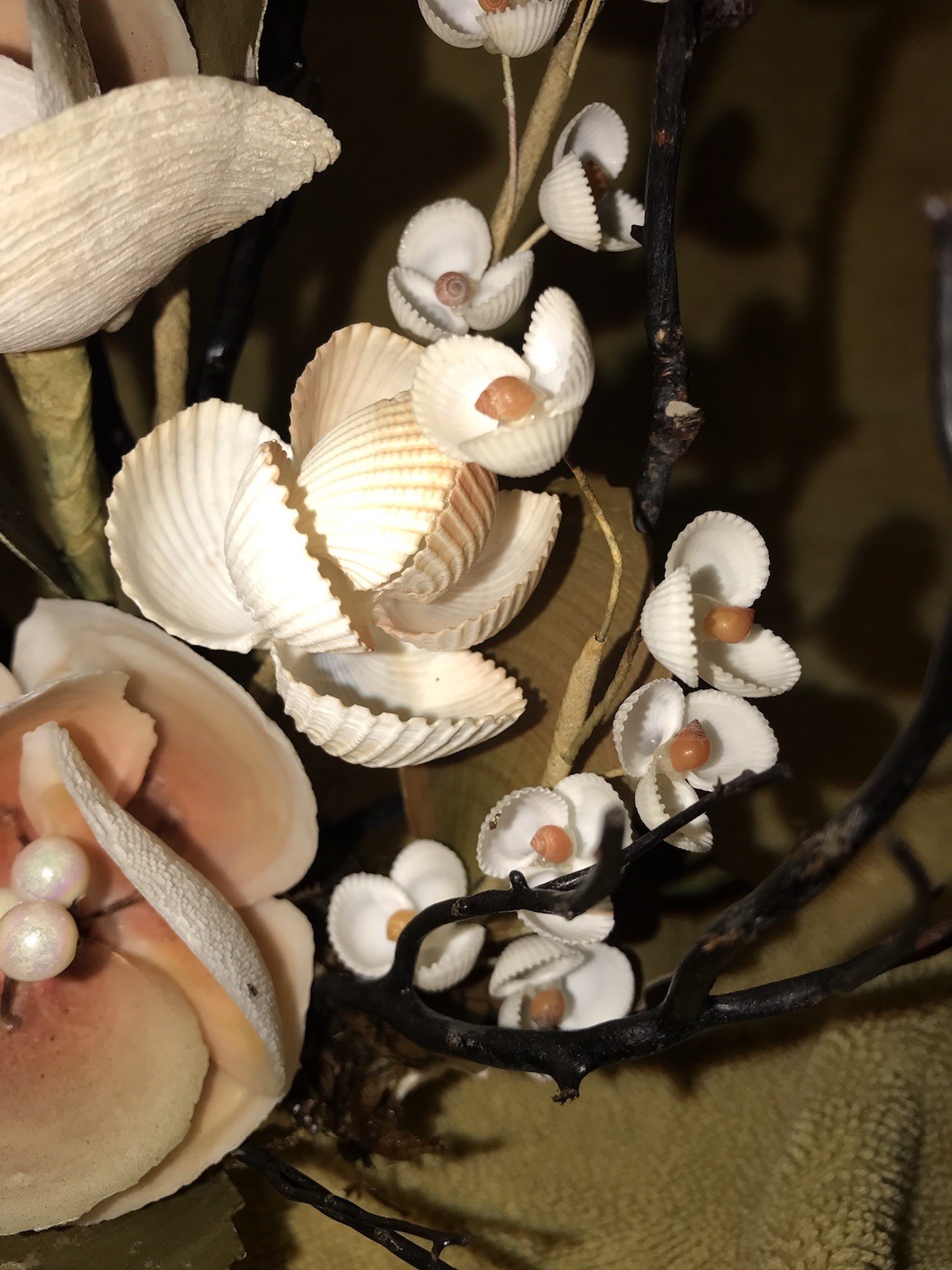 Vintage Sea Shells And Pearls Flower Bouquet
