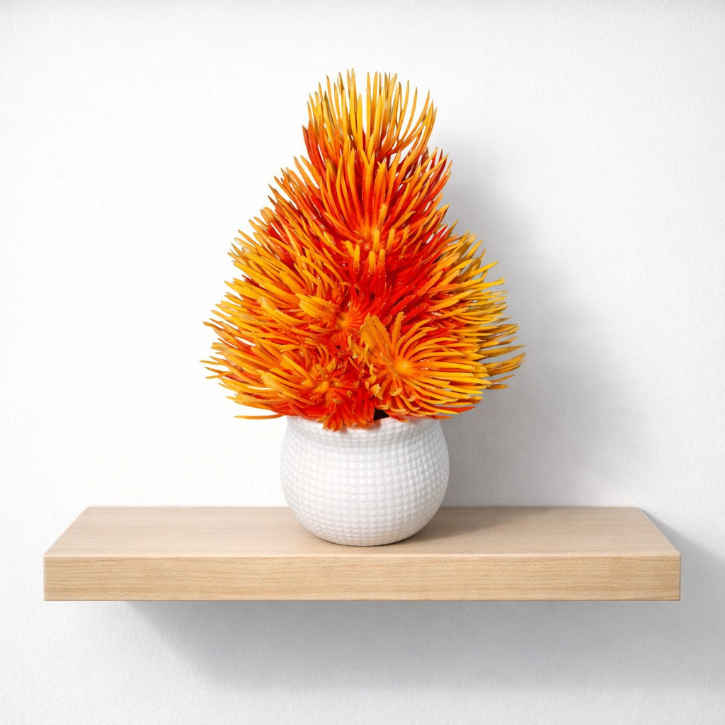 Artificial Pink Orange Red Decorative Plant in White Pot Home Office Decor