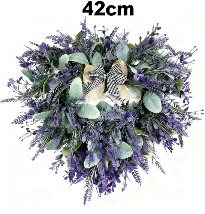 Artificial Lavender Heart Wreath for Wedding Party and Decorative Home Use 42cm