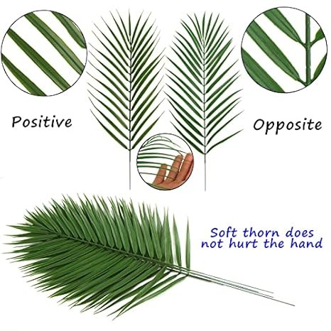 16 PCS Artificial Palm Leaves – Faux Tropical Fronds for Luau & Jungle Decor