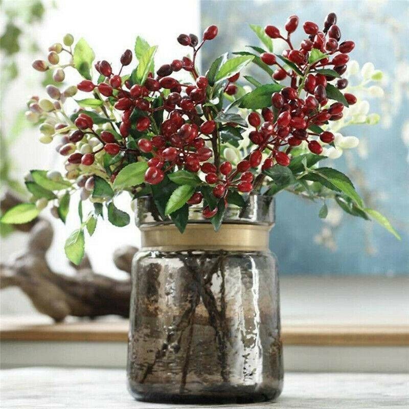 Artificial Berry Flower Fake Olive Fruit Branch Plant Home Decor Flowers Bean