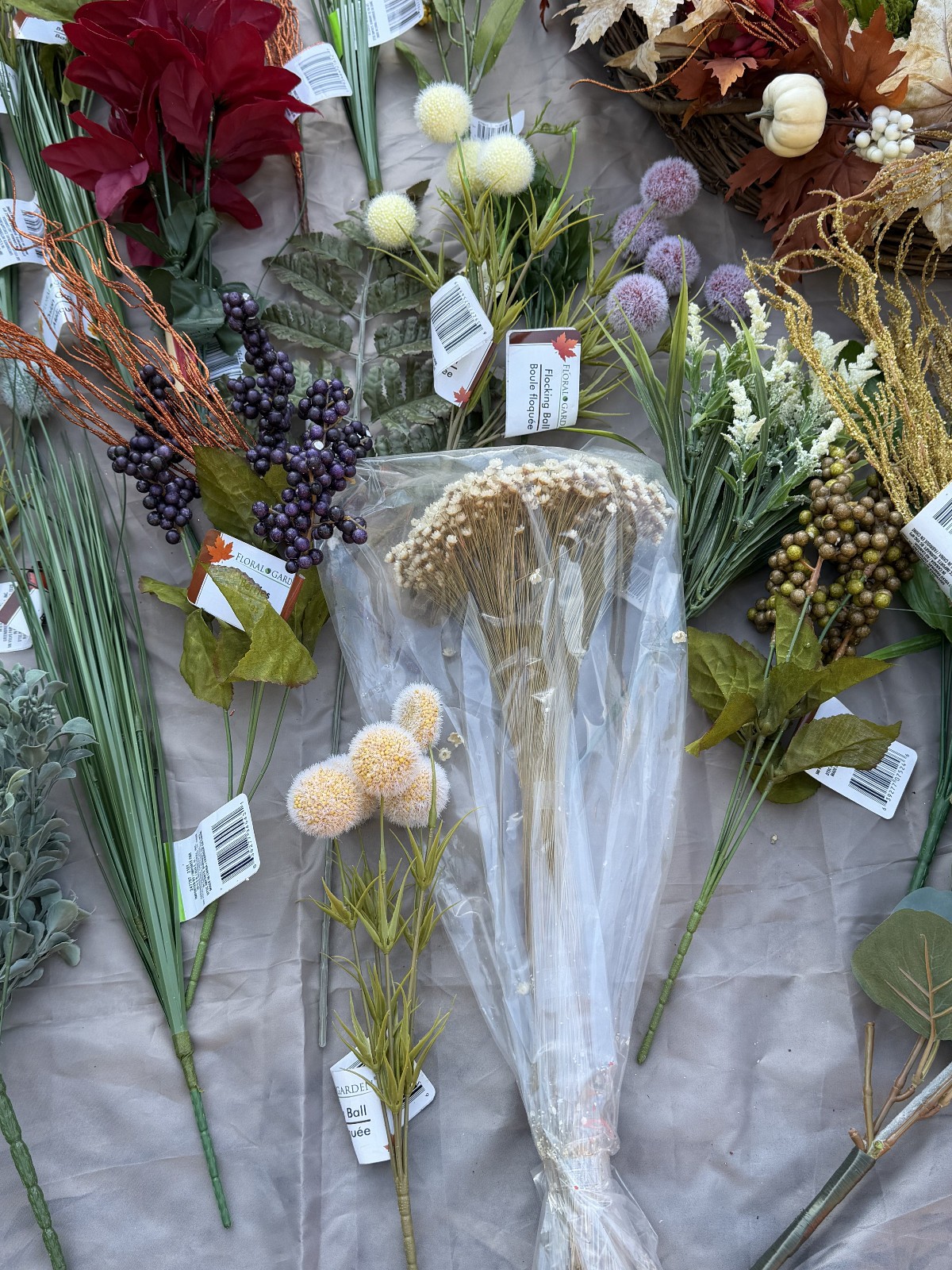 Large Mixed Lot of Artificial Flowers, Greenery, Wreath Bases & Craft Floral