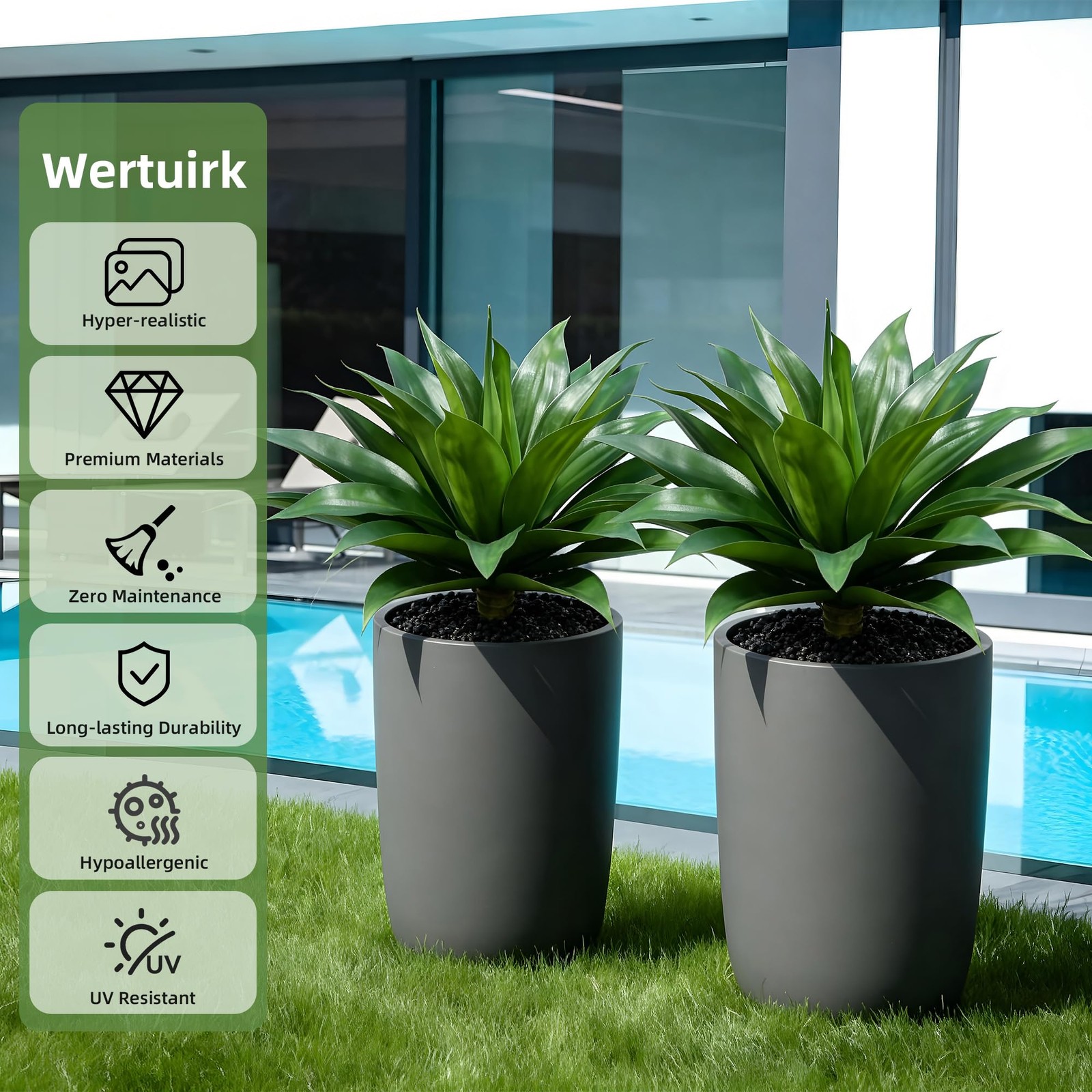 28 Inch Artificial Agave Plant Set of 2, Realistic Faux Succulents with Vibra…