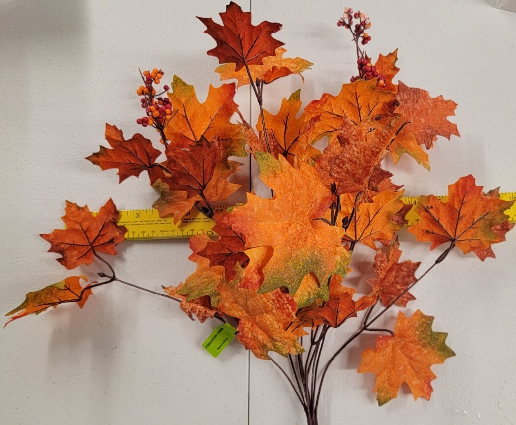 19″ frosted maple bush x 10 with berries Artificial Autumn Maple Leaf leaves