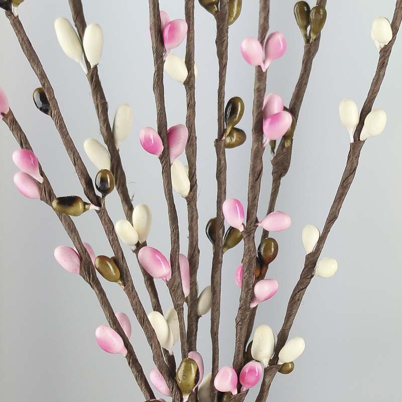 Hand Wrapped Ivory, Pink and Olive Green Pip Berry Sprays