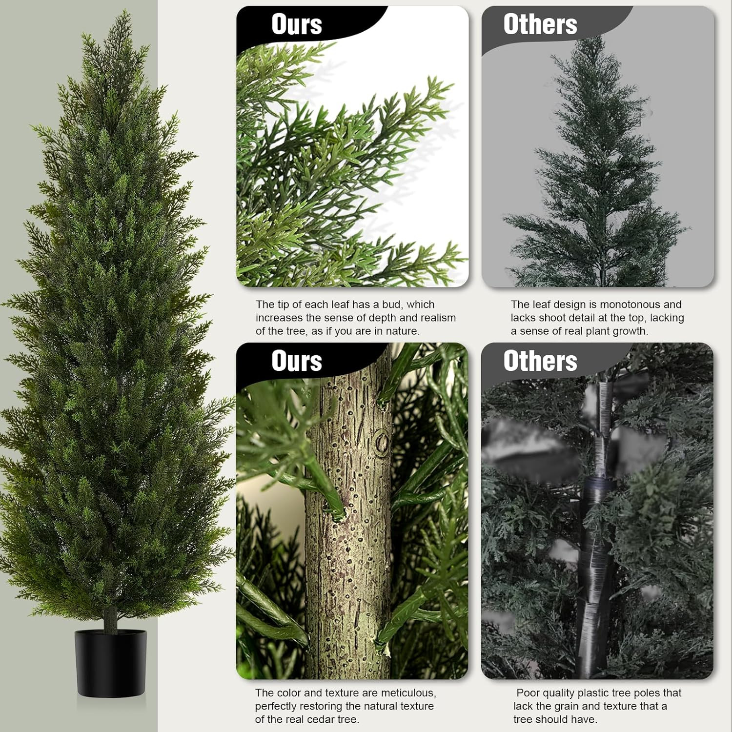 Vitalismo Artificial Topiary Cedar Trees 6FT Tall 2 Set, Outdoor Indoor Faux Pin