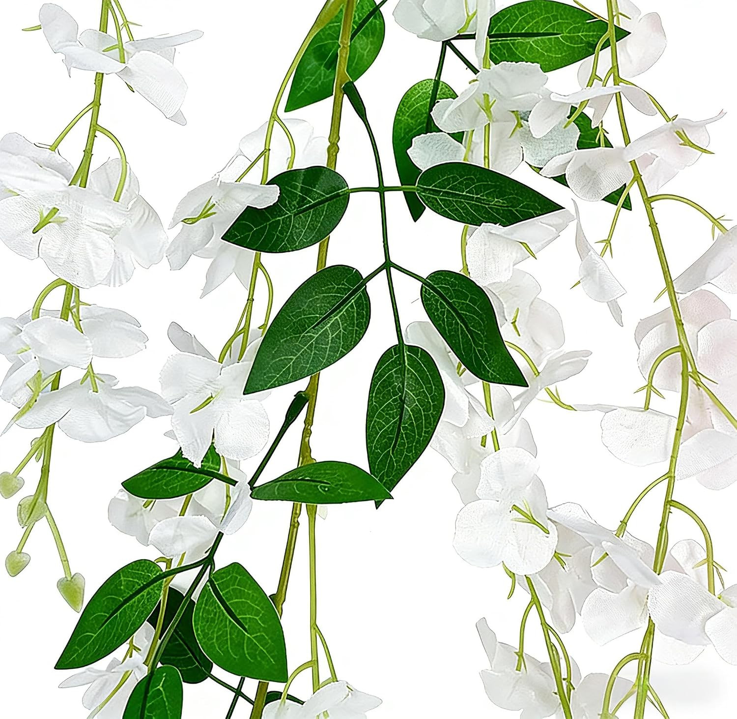 White Artificial Wisteria Garland – 1 Pcs 6Ft UV Resistant Silk Hanging Flower V