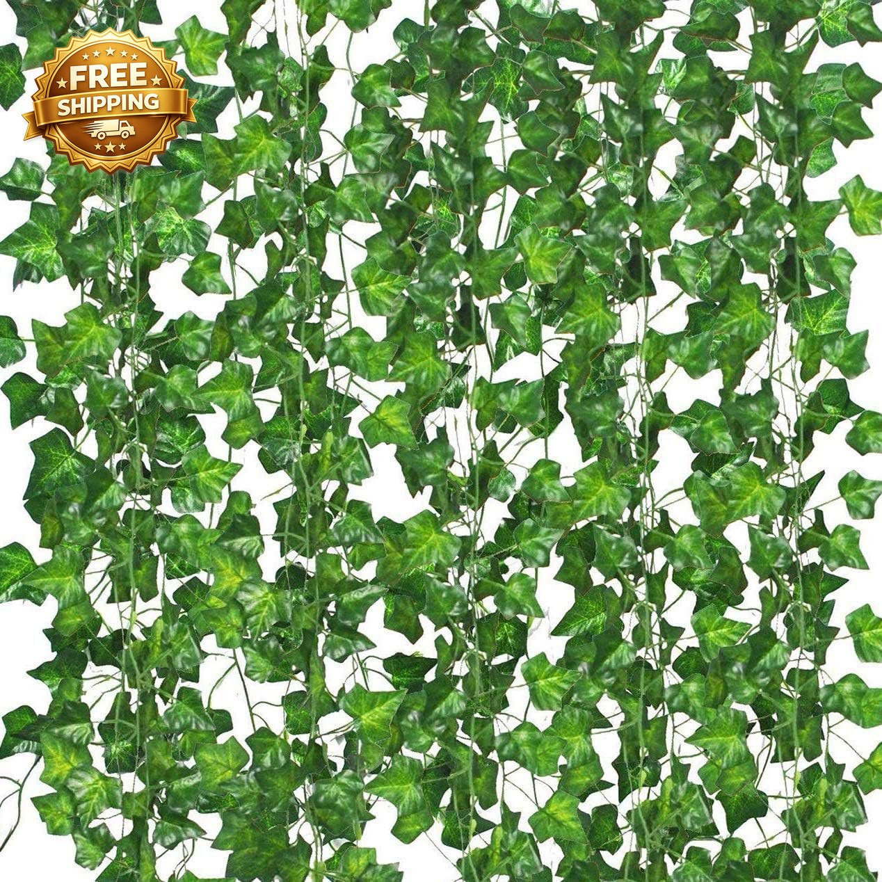 12 Pack Fake Vines for Room Decor Artificial Ivy Garland with Clip Green Flowers