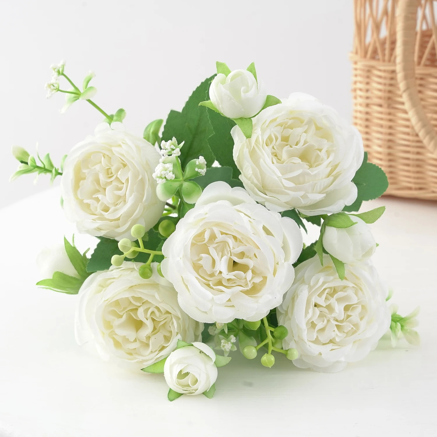 Artificial Silk Peony Flowers Fake Flower Faux Bouquet For Weddings Display HOT