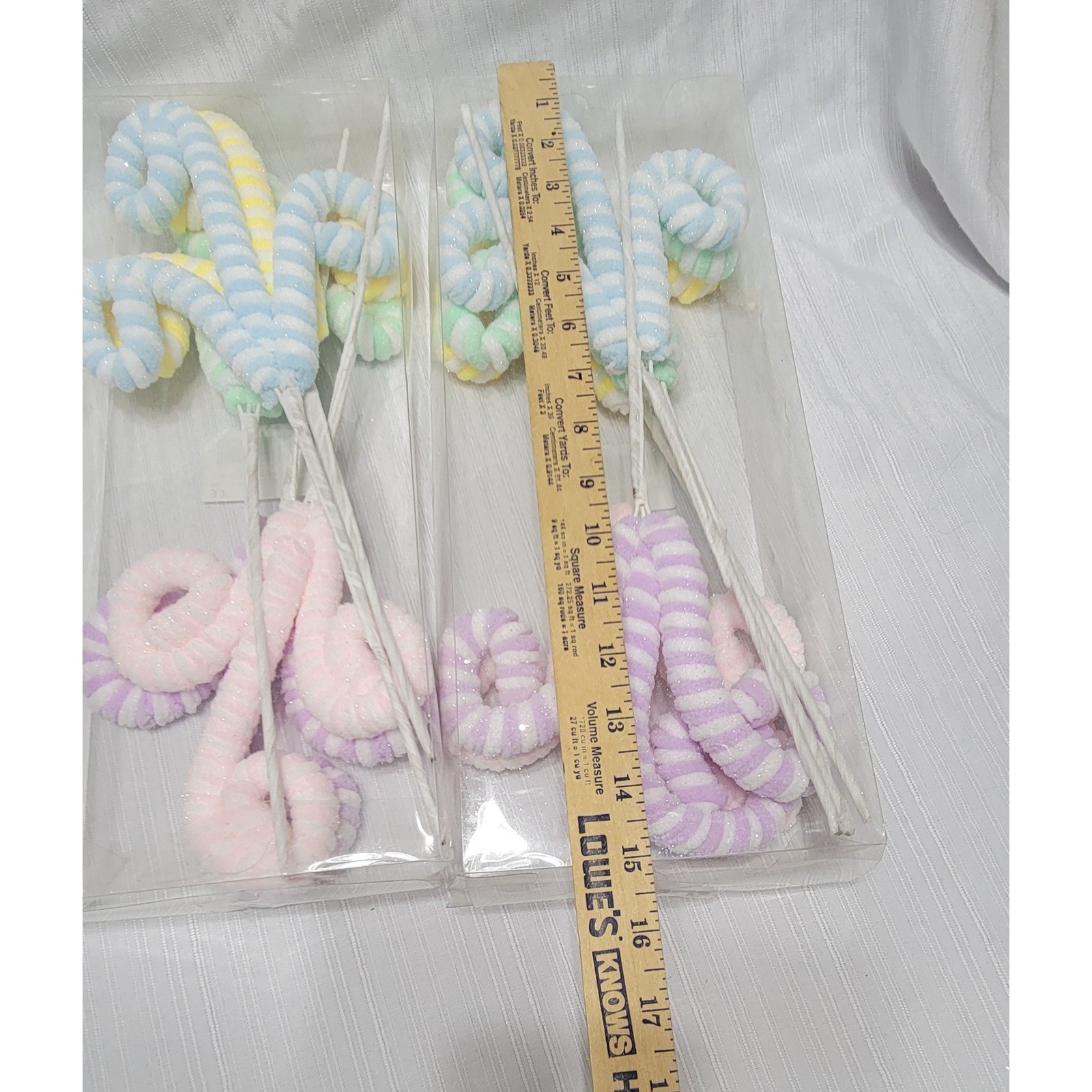 Pastel Striped Curly Floral Picks Glitter Wreath Decor Stems 2 Pack