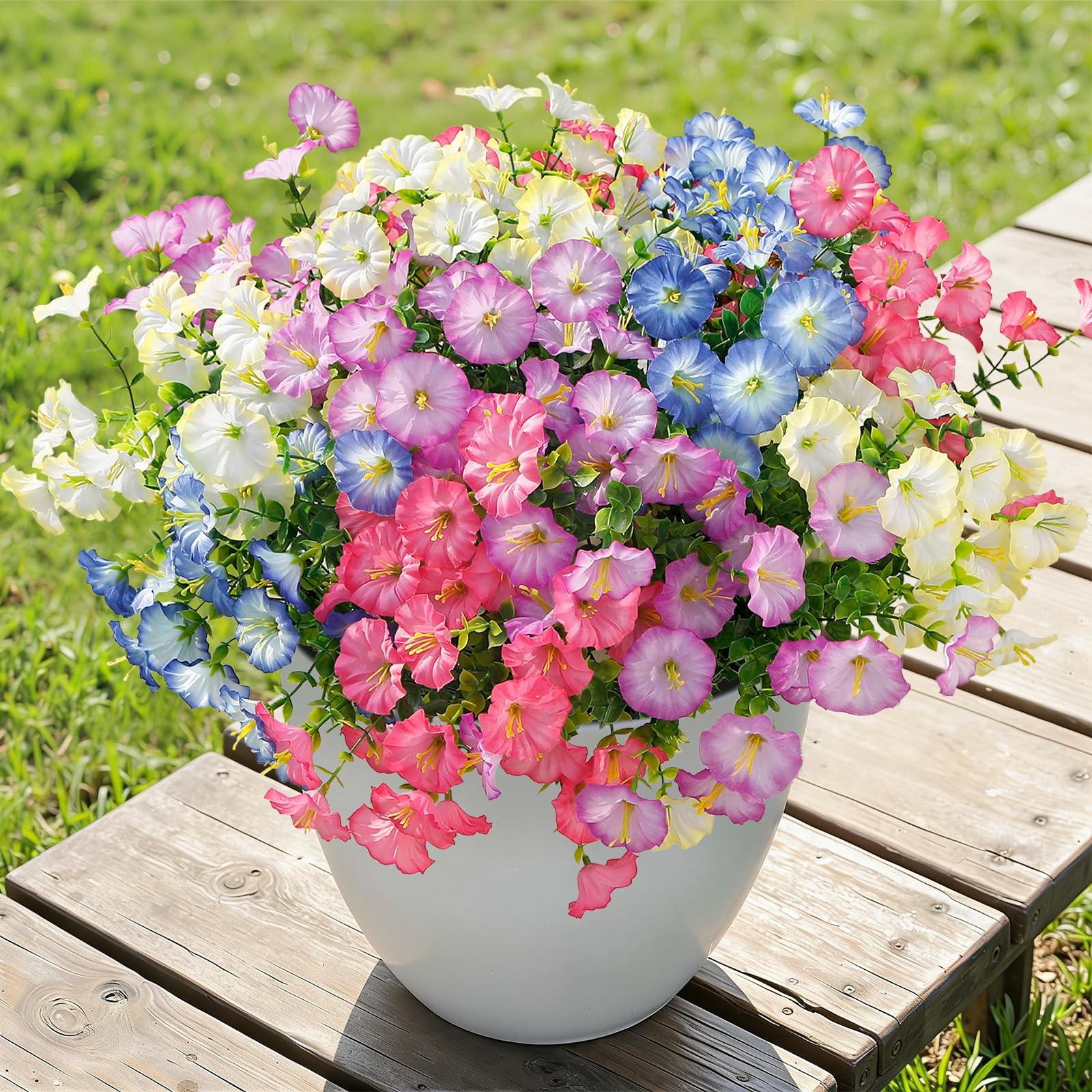 24 Bundles Artificial Flowers for Outdoors, Faux Spring Flowers for Decoratio…