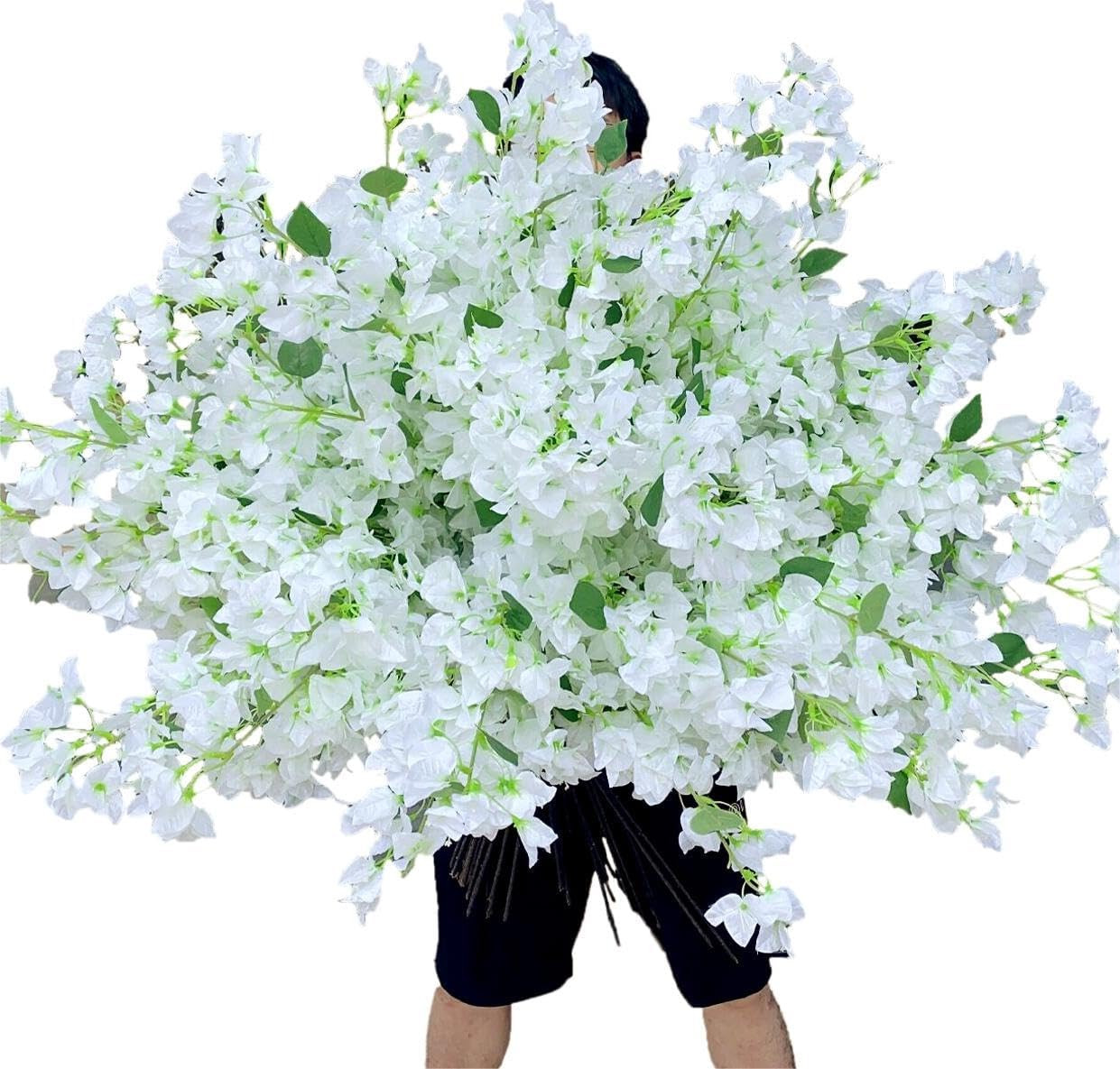40Pcs in Bulk Artificial Bougainvillea Silk Flowers Branches Long Plant Stems 45