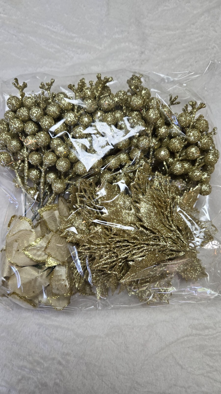 36 Pcs Christmas Gold Glitter Poinsettia Flowers Artificial Flower Ornaments NO