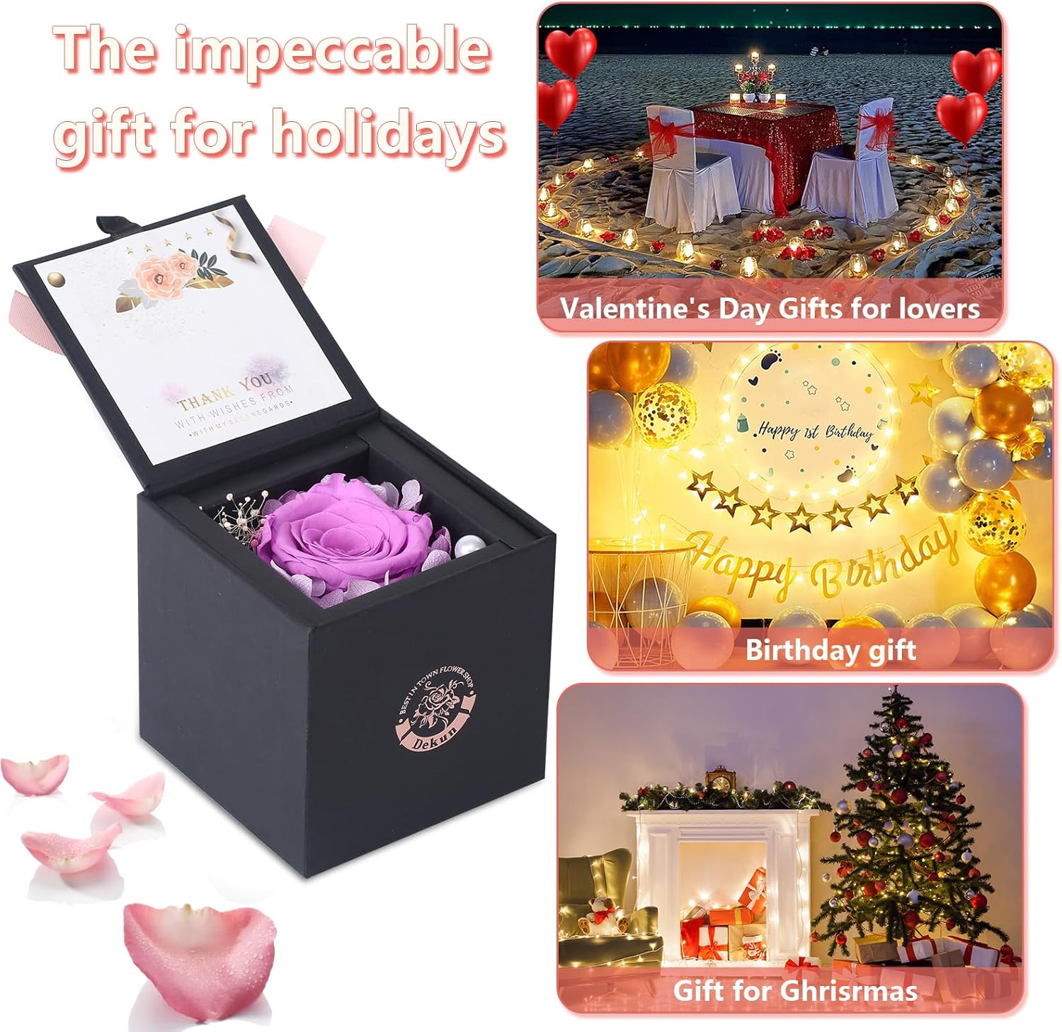 Preserved Roses in a Gift Box Real Roses Mothers Day Valentines Day Gifts for Gi