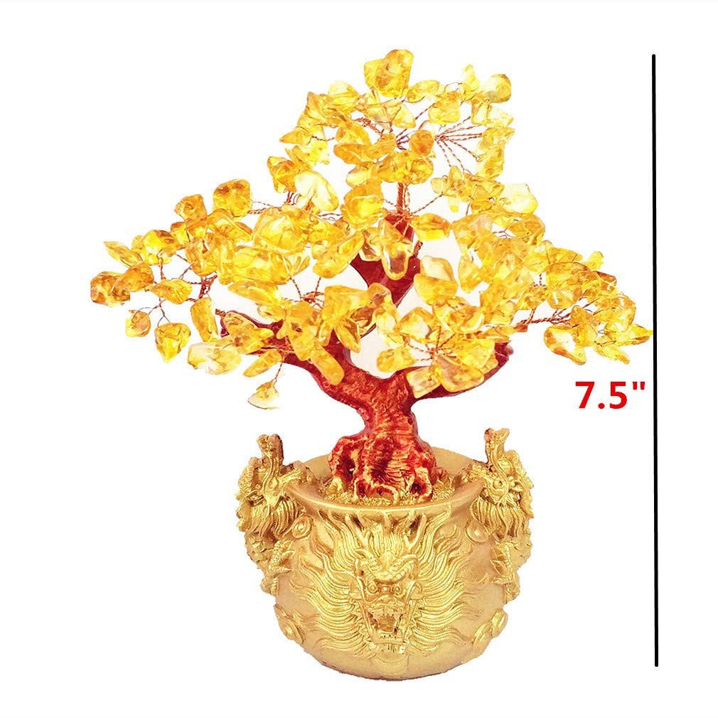 Feng Shui Citrine Quartz Crystal Money Tree Bonsai Style Decoration for Luck …
