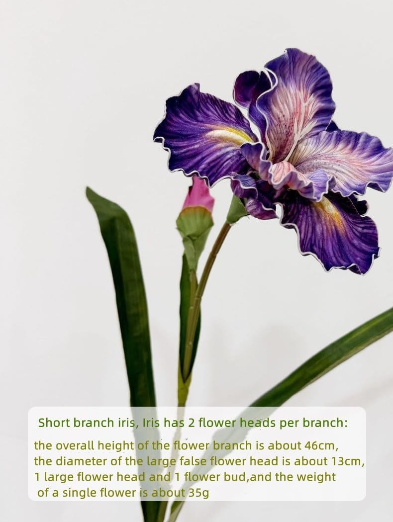 3pcs 18″Artificial Iris Flower PU Flower Heads,Real Touch Artificial Flowers