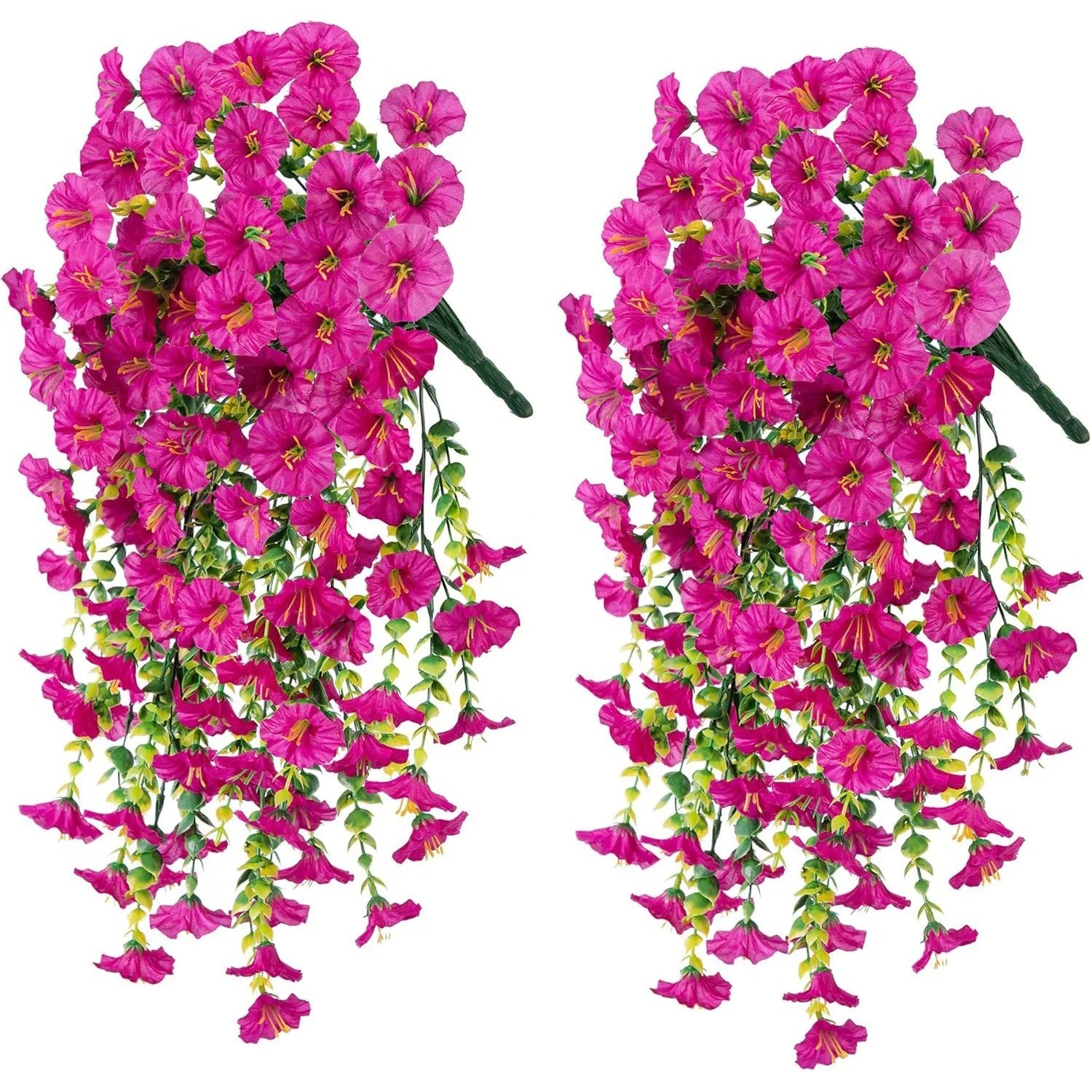 2pcs Artificial Hanging Flowers UV-Resistant Fake Plants Hanging Rattan Perfect