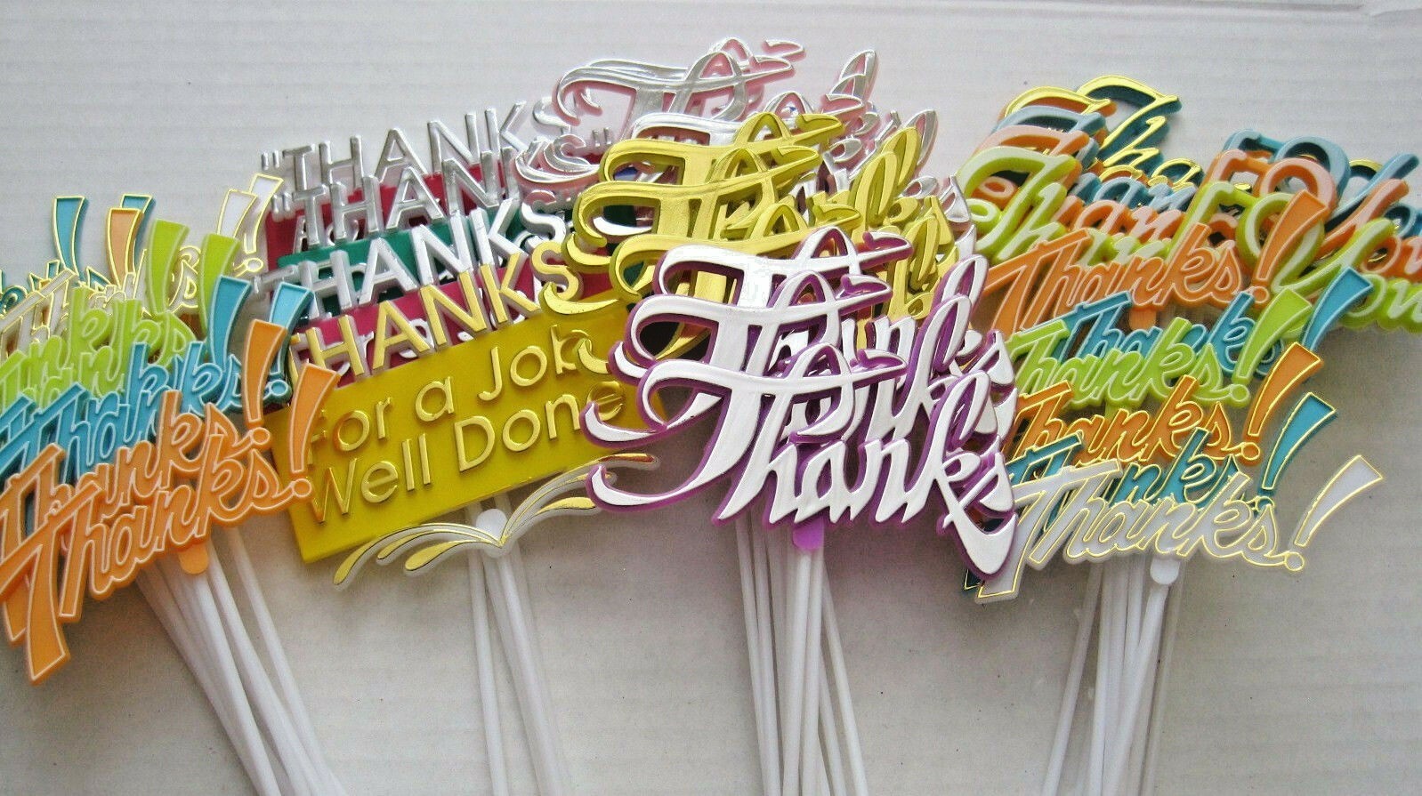 Floral Picks THANKS, THANK YOU, THANKS FOR A JOB WELL DONE, 3, 6 or 12/Pk NEW!