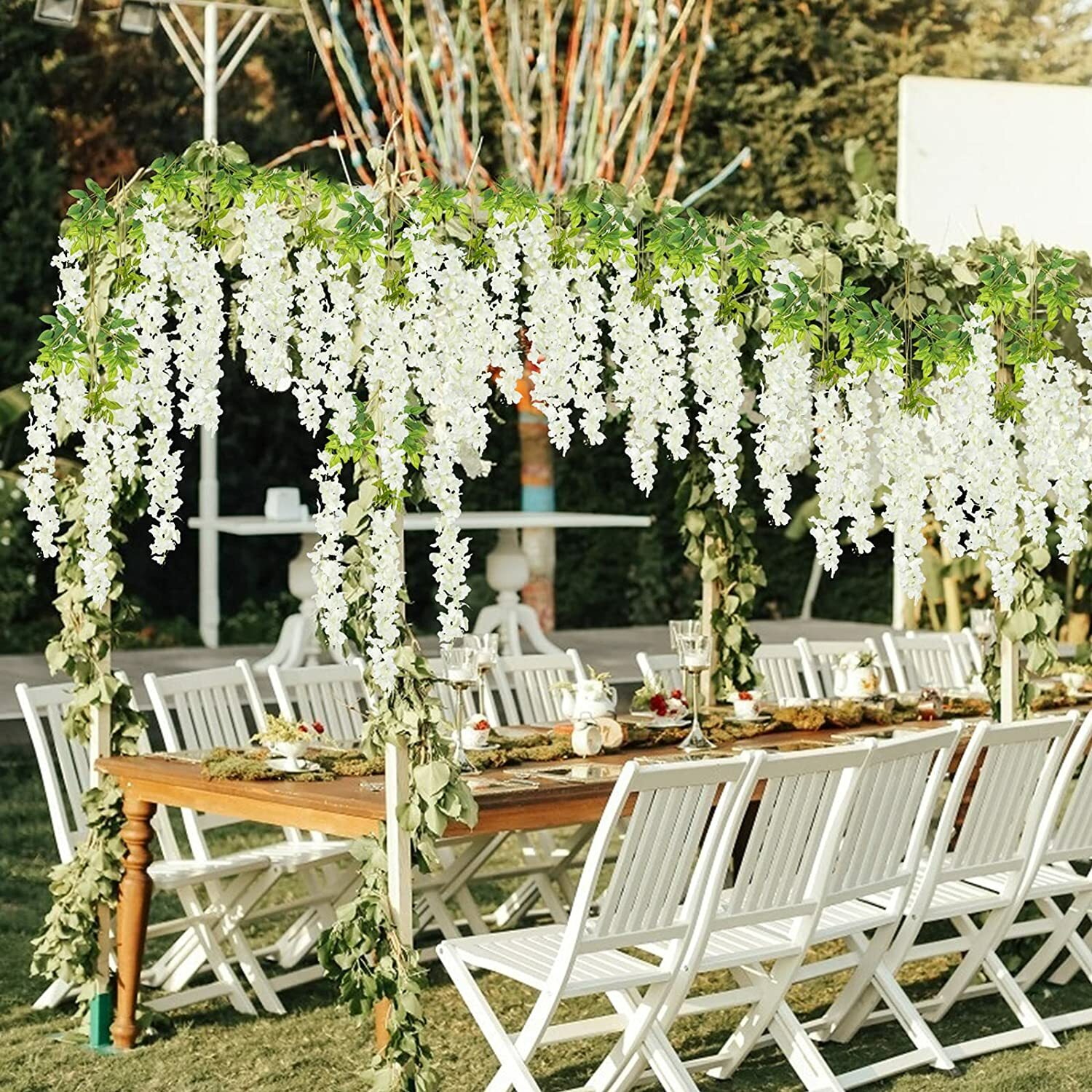 12/24 Pack Artificial Fake Wisteria Vine Ratta Hanging Garland Home Party Decor