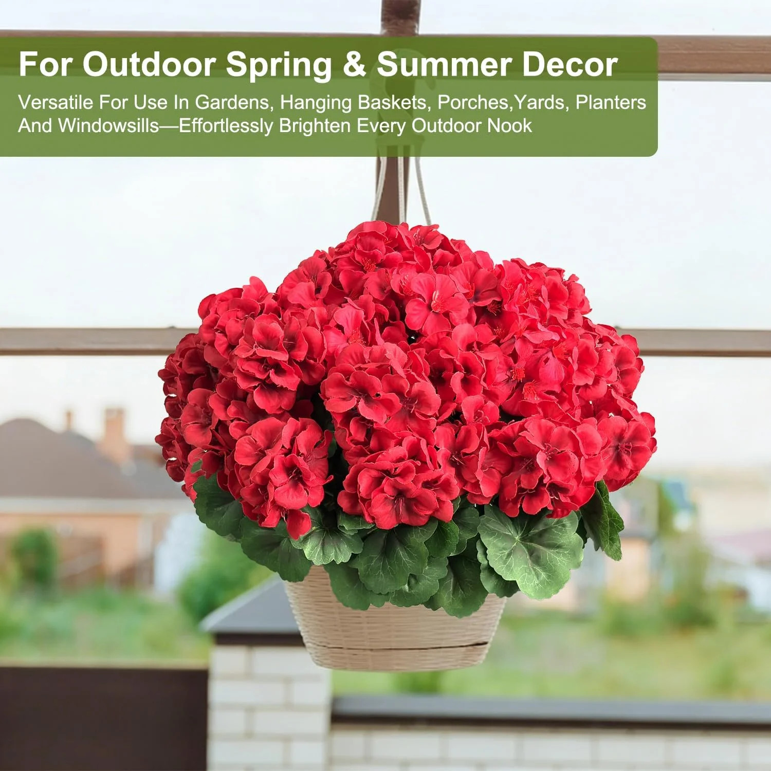 4 Bundles Artificial Geranium Flowers for Outdoors Silk Geranium Flowers Outdoor