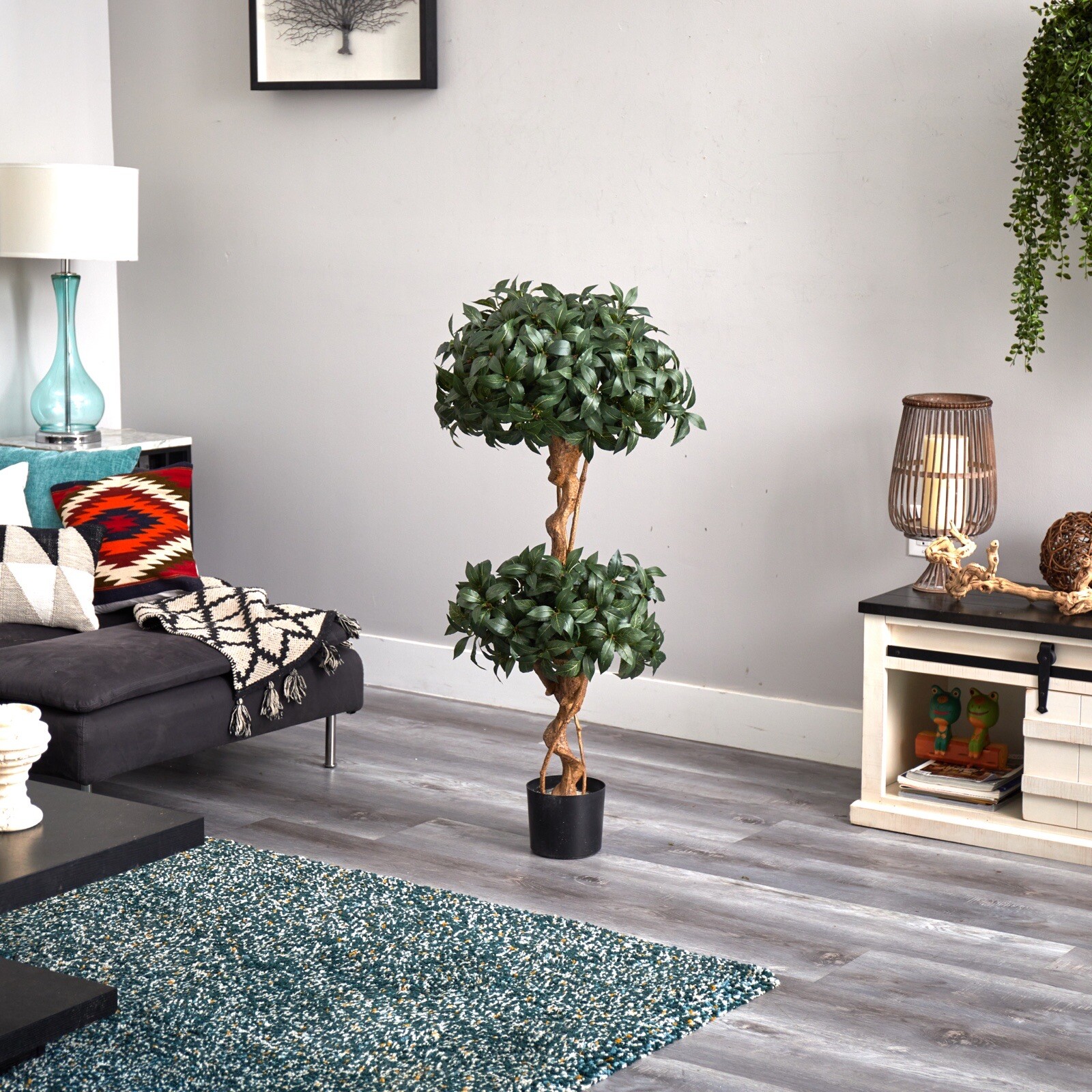 4′ Sweet Bay Double Ball Topiary Tree w/1036 Lvs Home Office Decor. Retail $176