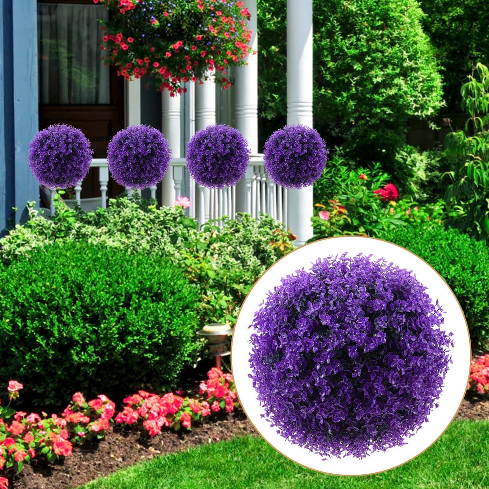Simulated Plant Topiary Ball Eucalyptus Leaf Decorative Ball Faux Topiary for…