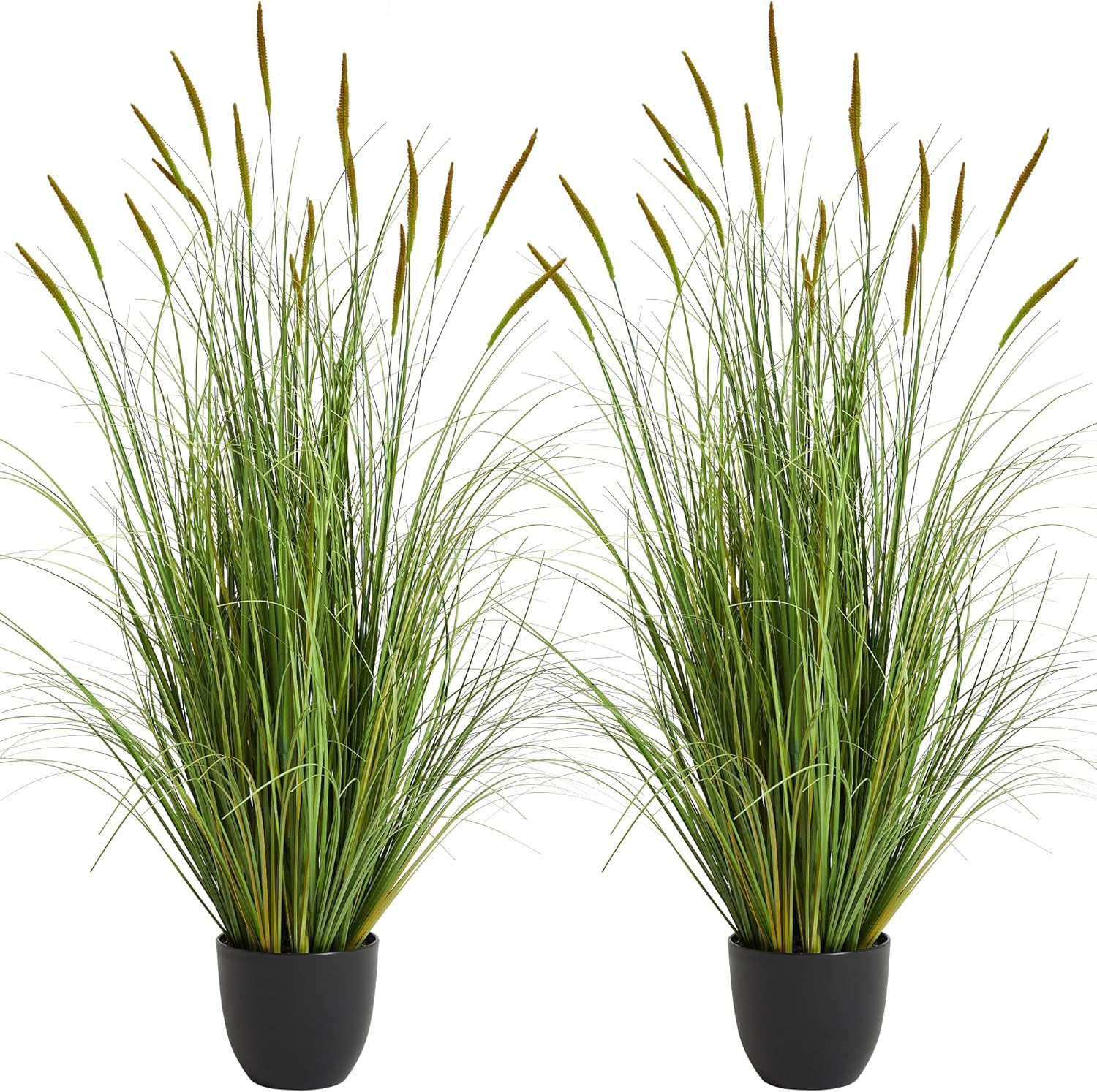3Ft 2-Pack Artificial Cattail Reed Grass, 35In Artificial Indoor Outdoor Fake On