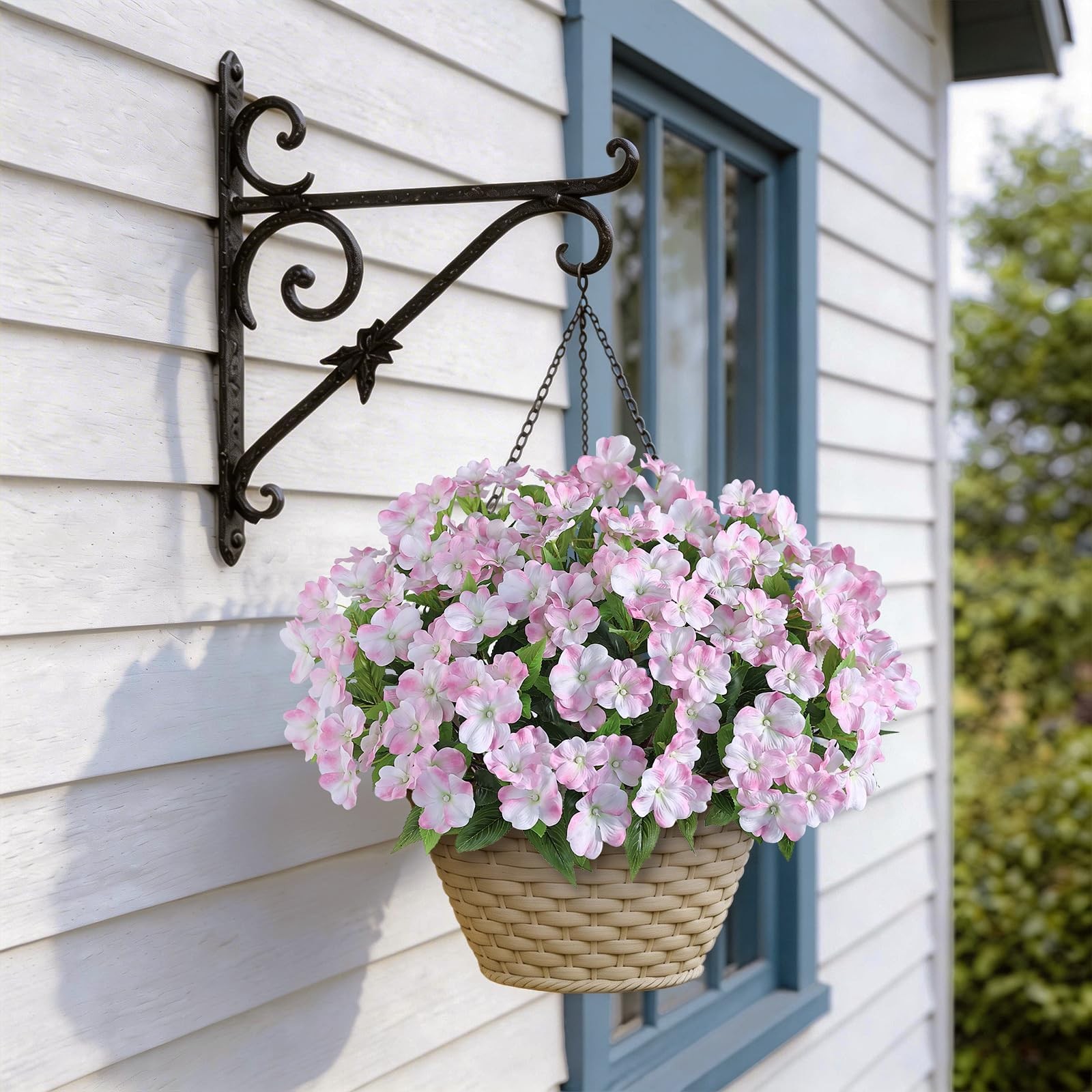 16 Bundles Artificial Impatiens for Outdoor Spring Summer Decor, No Fade Silk…