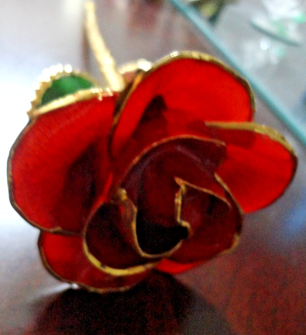 4 GLIDDED REAL ROSE GENUINE HAND DIPPED 24K GOLD LACQUER RED GOLDEN BLUE SILVER