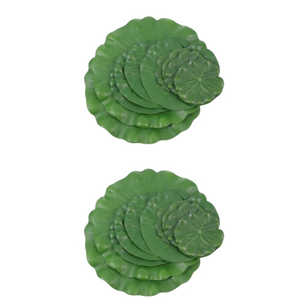 Set of 2 Simulated Lotus Leaf Decoration Artificial Leaves Aquarium Plants Fake