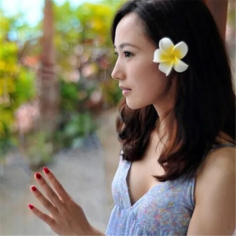 10pcs 5cm Plumeria Foam Flowers | Hawaiian Frangipani | Wedding Party Decor