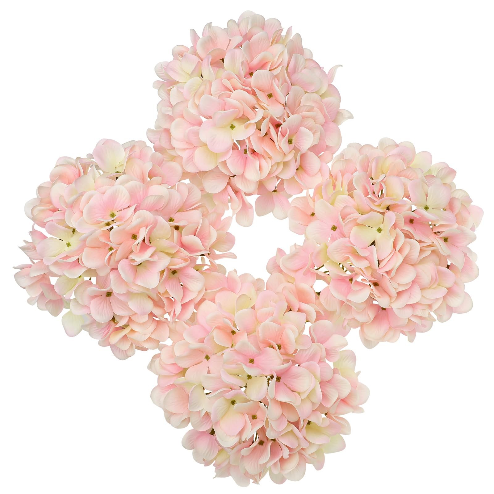 Pink Silk Hydrangea Artificial Flowers Heads 7.4inch Large Fake Hydrangea 4Pc…