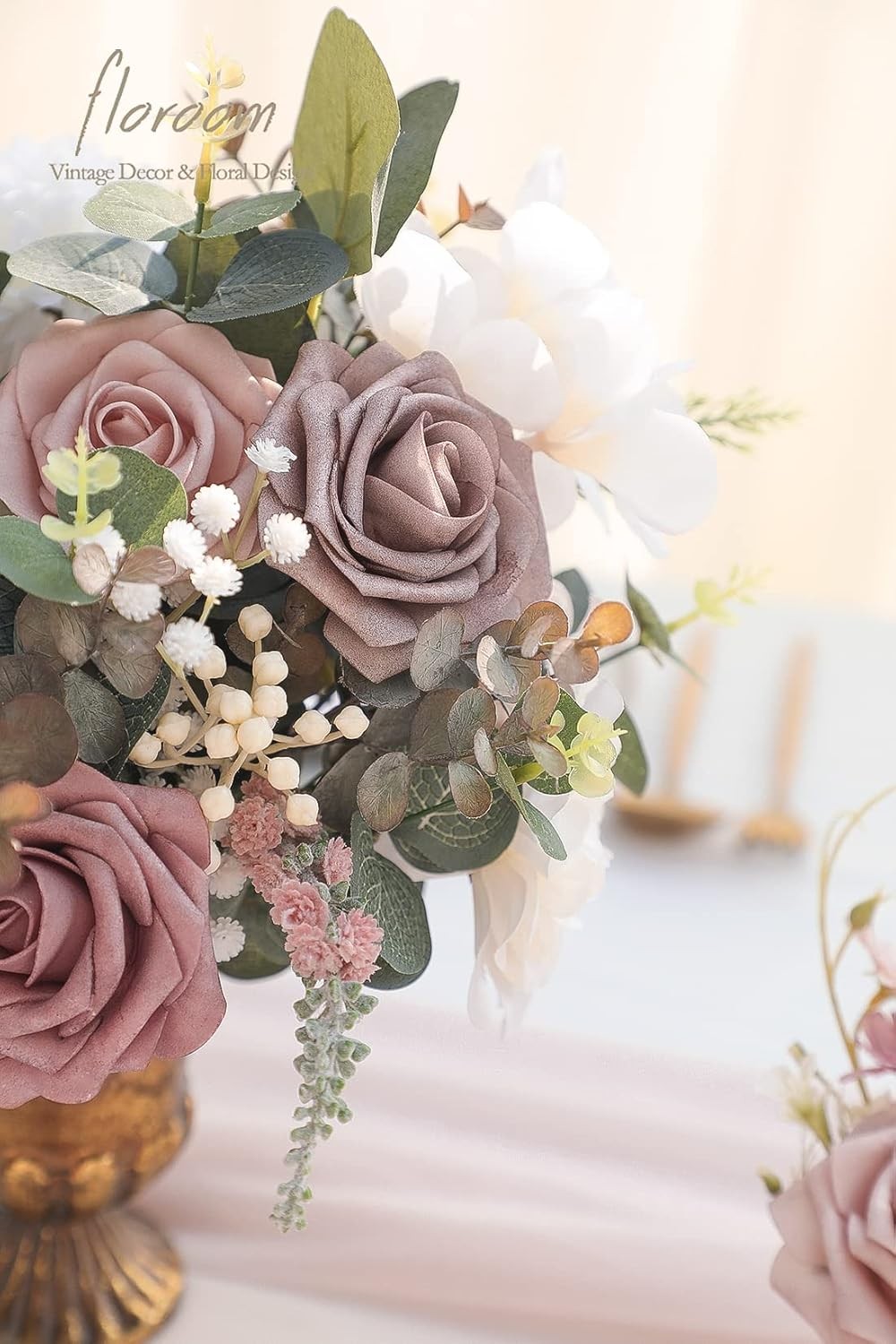 Artificial Flowers 25 Pcs Real Looking Dusty Rose Ombre Colors Foam Fake Roses