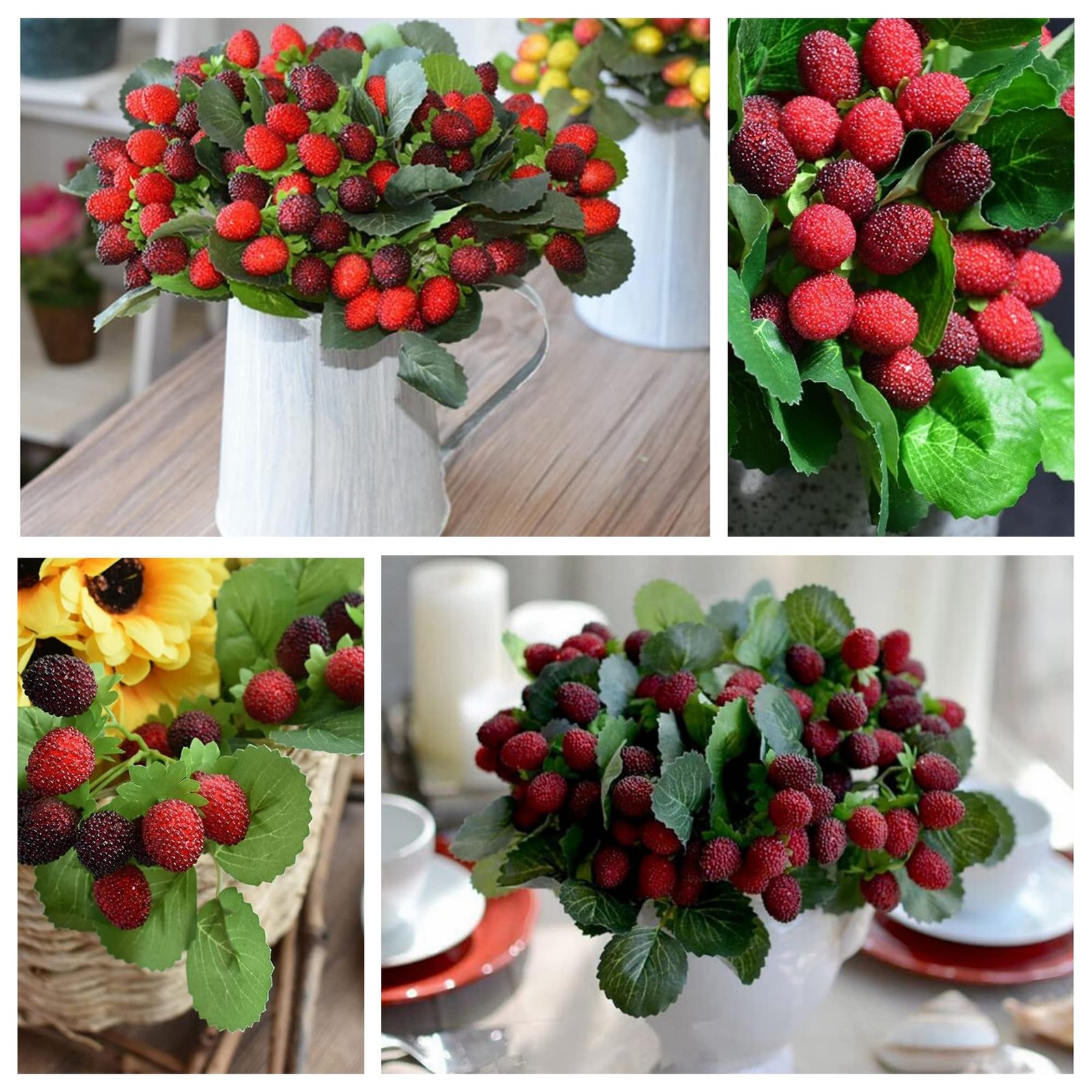4PCS Artificial Raspberry Red Faux Fruit BlackBerry Props Table Decoration (B…