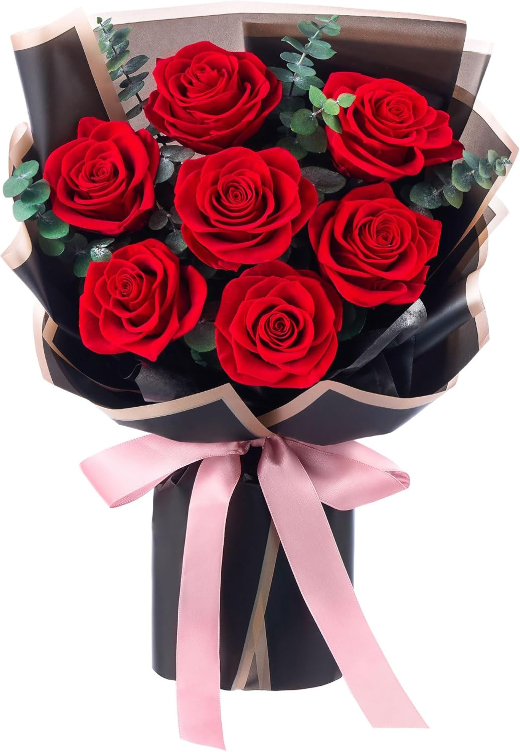 7 Piece Preserved Red Roses Bouquet Gift for Women Mother Wife