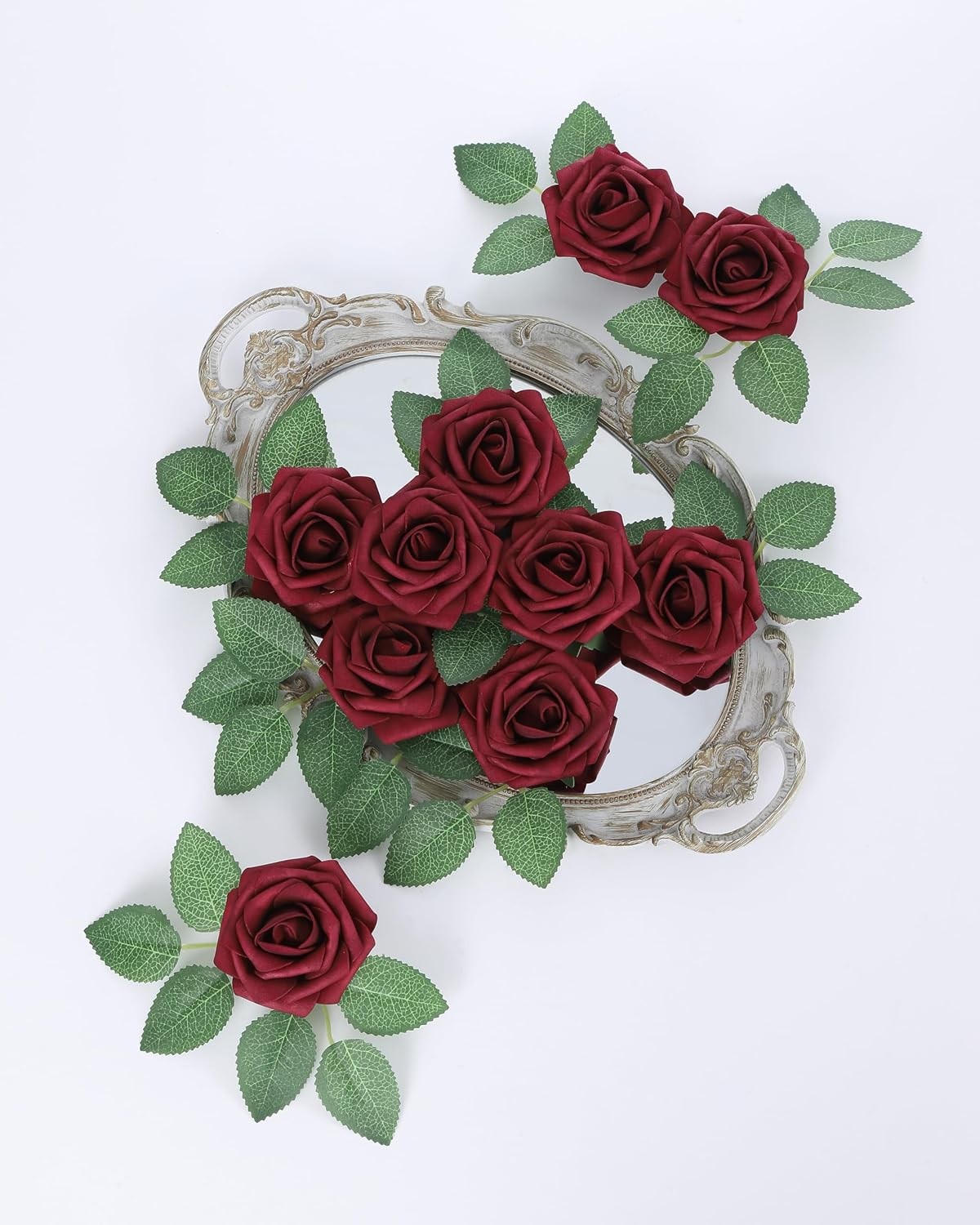 Artificial Roses Fake Roses with Stems Real Touch Foam Flowers Arrangements