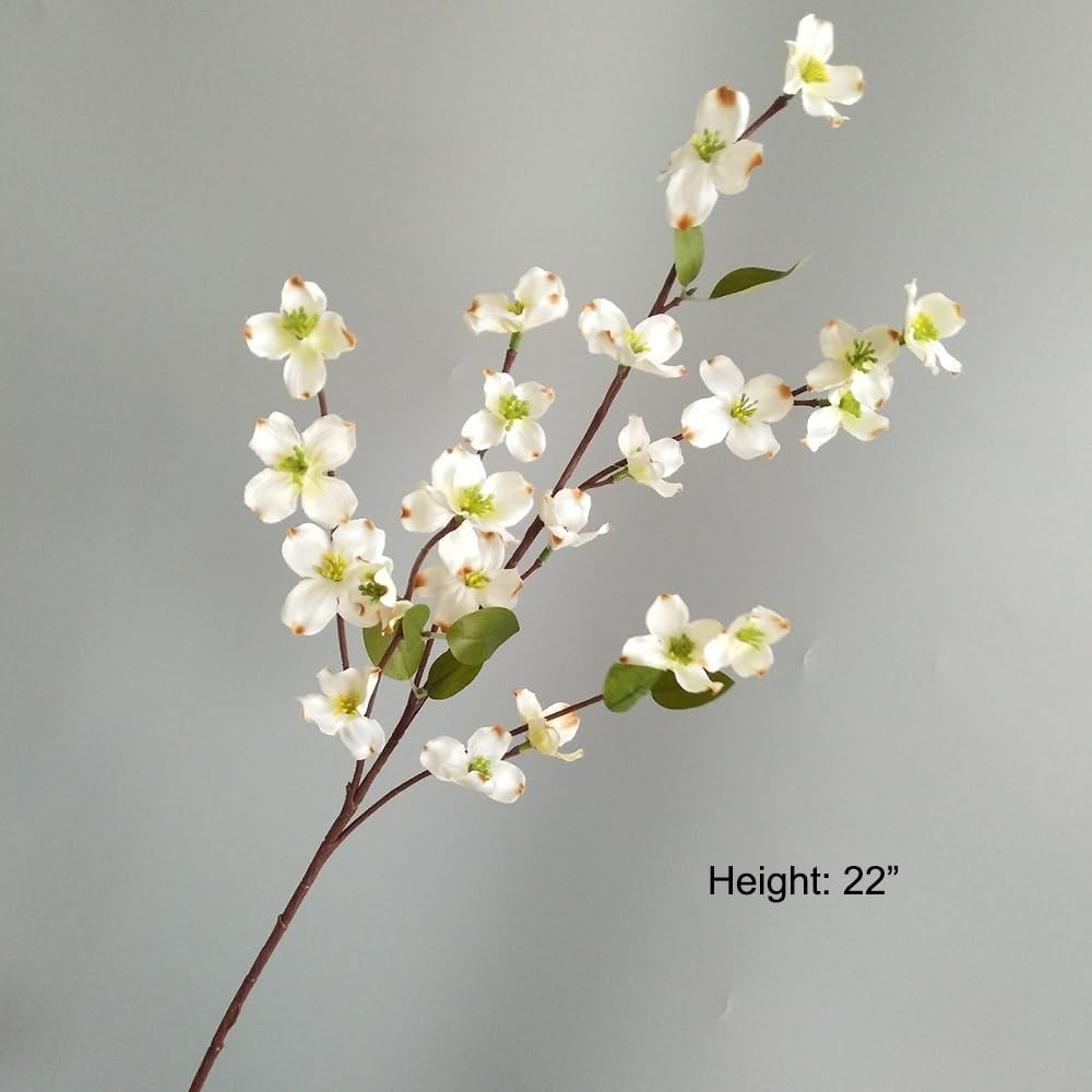3Pcs Artificial Dogwood Flowers Stem 22In Fake Cornus Flower Branch for Home …