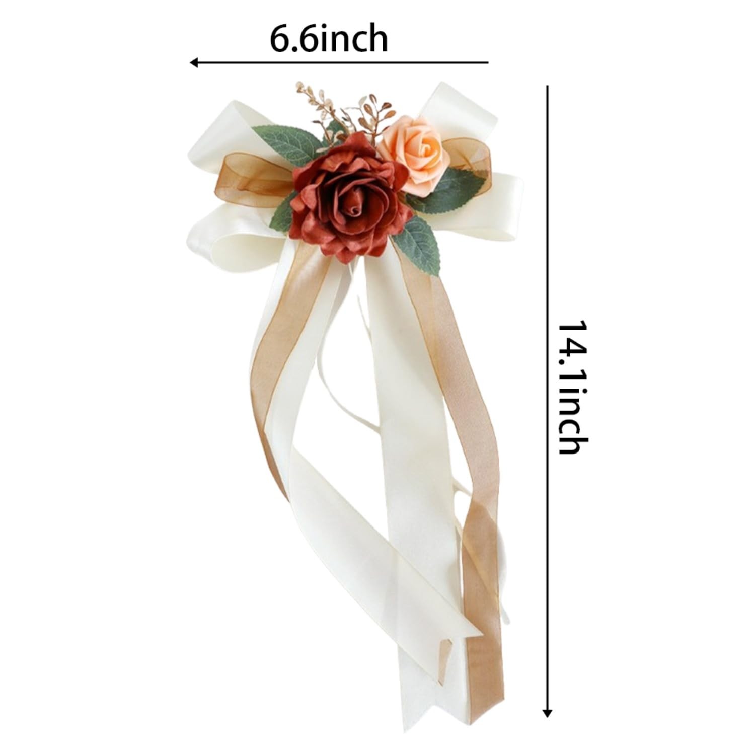 2 Packs Decorative Flowers for Wedding Car Mirror,14 Inch Wedding Car Door Handl