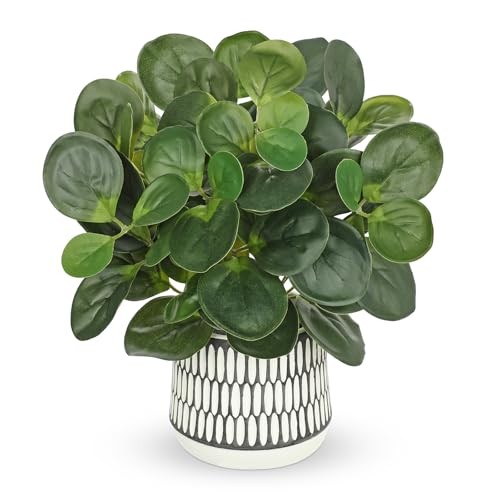 12″ Artificial Plants Indoor Small Fake Plant in Ceramic Pot, Silk #Green #4