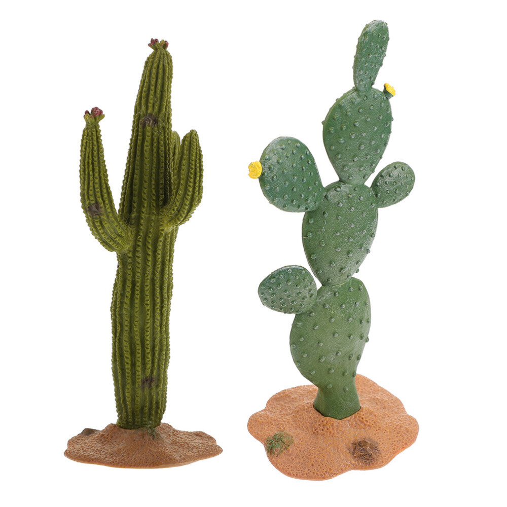 2PCS Simulated Cactus Adornments Lifelike Cactus Figurine Cactus Modeling Statue